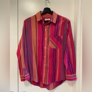 Women's Vibrant Striped Button Down Shirt
